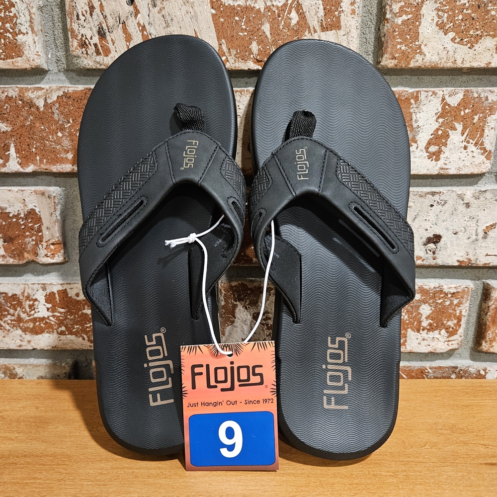 Flojos Flip Flop Sandals | Black Comfort Thong Sandals | Men’s 9 | New With Tags